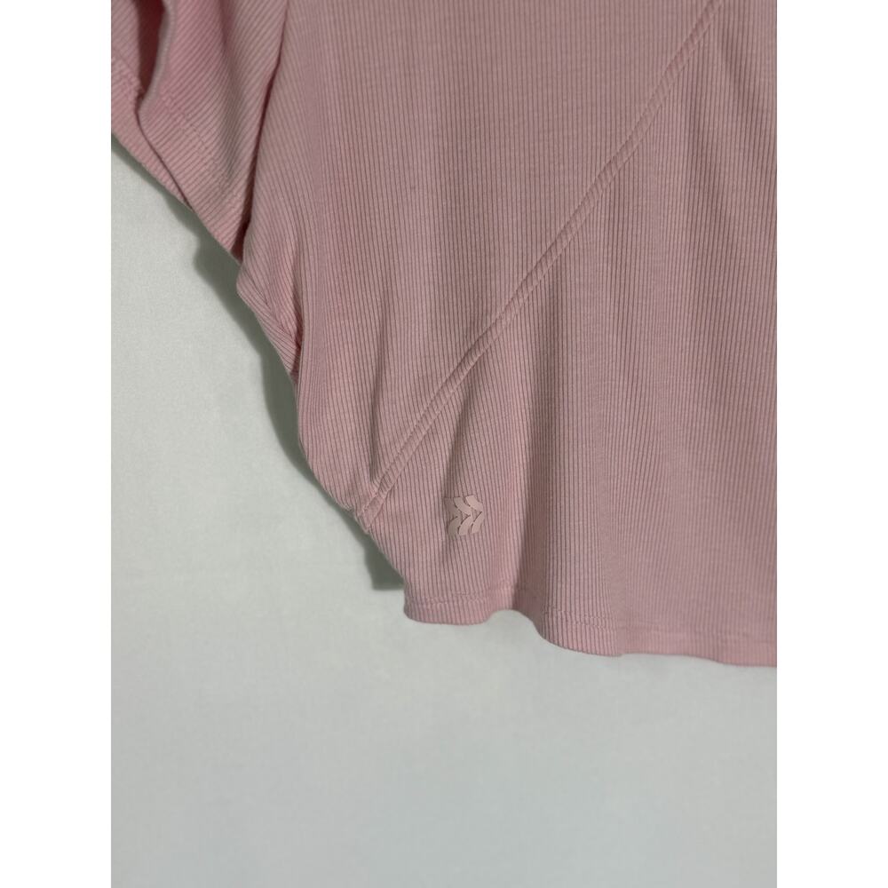 All In Motion Pink Ribbed Cropped Active Tee Women’s Short Sleeve Workout Top - Picture 5 of 5